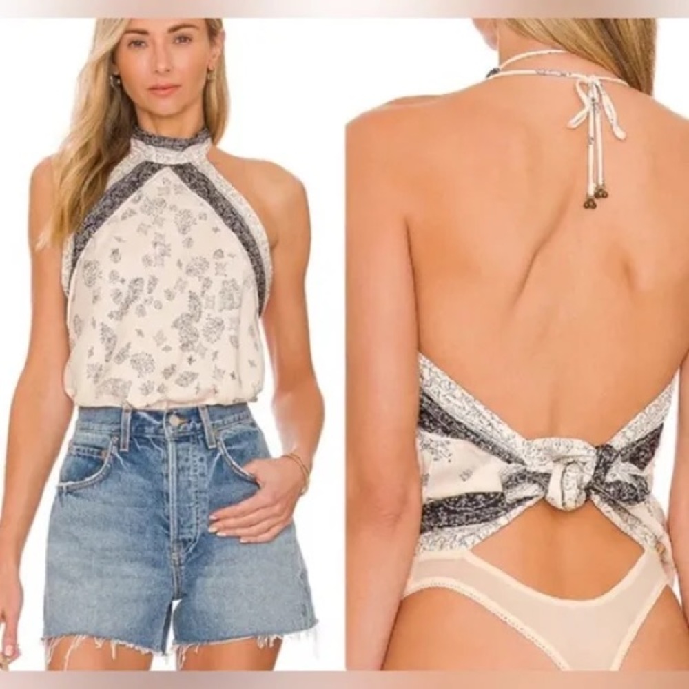 NWT SOLD OUT Free People Halter Scarf Bodysuit